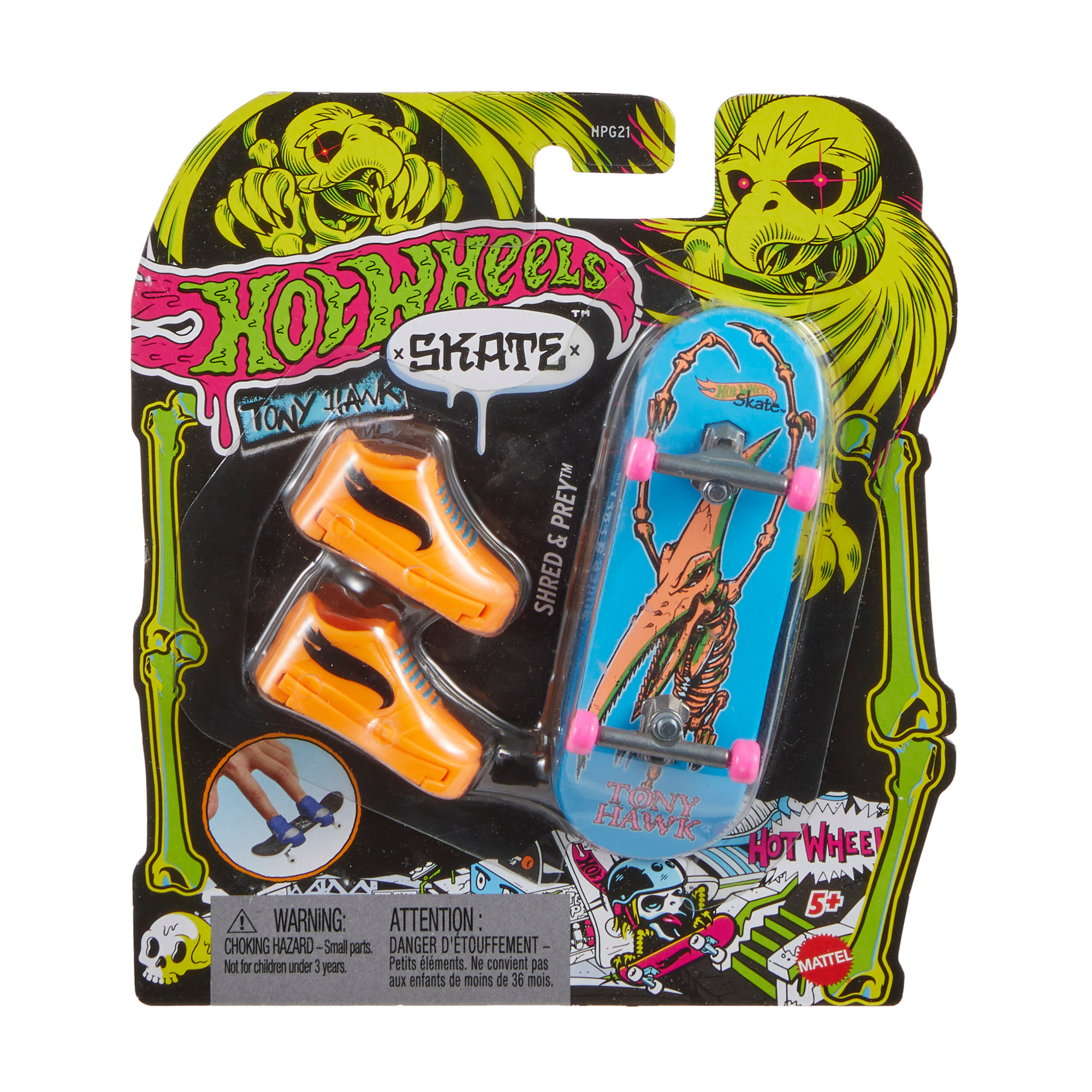 Ігровий набір Hot Wheels Скейт та взуття для пальчиків, Shred&amp;Prey, помаранчевий, від 5 років (HGT46)